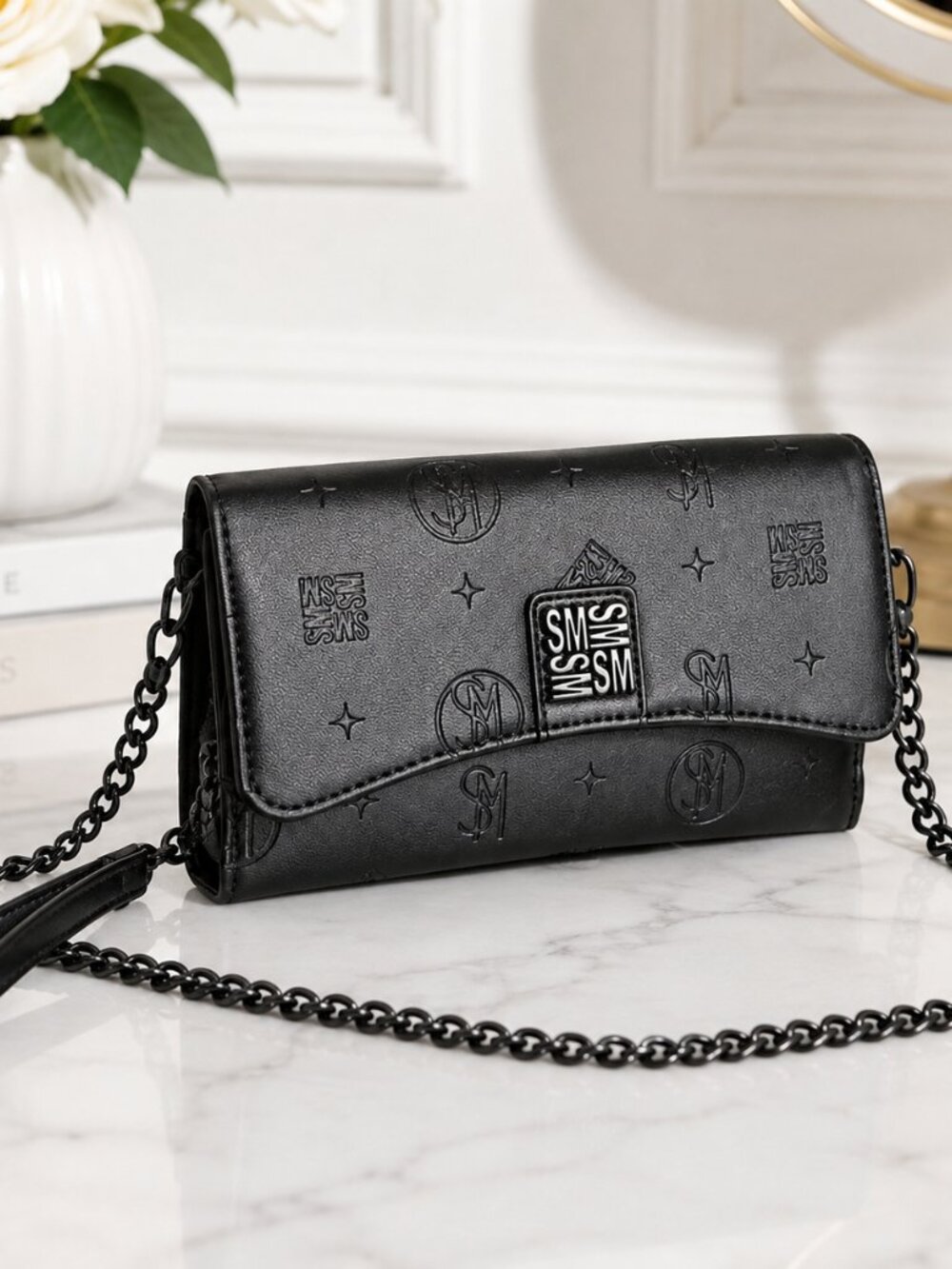 Steve Madden Black Logo Wallet Wristlet Crossbody NWT